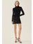 Kadın Vatkalı Kadife Mini Elbise Black 7