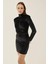 Kadın Vatkalı Kadife Mini Elbise Black 9