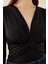Kadın V Yaka Uzun Kollu Slim Fit Bodysuit Black 9