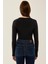 Kadın V Yaka Uzun Kollu Slim Fit Bodysuit Black 10