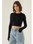 Kadın Slim Fit Basic Crop Top Black 7