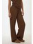 Kadın Rahat Kesim Wide Leg Dokulu Örme Pantolon Brown 6