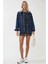 Kadın Kayık Yaka Puantiye Desenli Mini Bodycon Elbise Blue 7