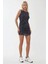 Kadın Kayık Yaka Puantiye Desenli Mini Bodycon Elbise Blue 8