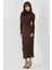 Kadın Drape Detaylı Midi Elbise Brown 9