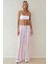 Kadın Wide Leg Rahat Kesim Çizgili Pantolon Pink 7