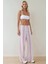 Kadın Wide Leg Rahat Kesim Çizgili Pantolon Pink 9