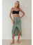 Kadın Drapeli Yüksek Bel Bodycon Sandy Maxi Etek Haki Yeşil 9