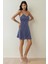 Kadın Çiçek Desenli Mini Elbise Mavi 10