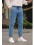 Erkek Beli Lastikli Mavi Kot Jogger Pantolon 1