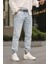 Erkek Beli Lastikli Buz Mavi Kot Jogger Pantolon 1