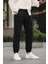 Erkek Beli Lastikli Siyah Kot Jogger Pantolon 1