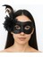 Nessiworld Siyah Renk Yandan Tüylü Pul Payet Işlemeli Parti Maskesi 23X12 cm 2