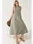 Kadın Mixray Collection Bisiklet yaka, kolsuz A-Form Maxi Elbise Green 9