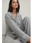 Kadın Yumuşak Pamuklu Örme Pijama Takımı Grey 13