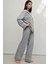 Kadın Yumuşak Pamuklu Örme Pijama Takımı Grey 14
