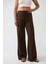 Kadın Geniş Paça Dokulu Uzun Pantolon Mocha Kahvesi 6
