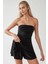 Kadın Straplez Volanlı Patenci Mini Elbise Black 8
