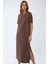 Kadın Rahat Kesim Modal Midi Elbise Brown 6