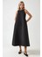 Kadın Mixray Collection Bisiklet yaka, kolsuz A-Form Maxi Elbise Black 8