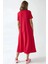 Kadın Yuvarlak Yaka Kısa Kollu Basic Midi Elbise Busem Collection Kırmızı 7