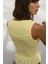 Kadın Dokulu Yuvarlak Yaka Esnek Üst Yellow 8