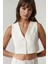 Kadın Pika Collection Fitted Striped Crop Yelek White 6