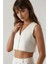 Kadın Pika Collection Fitted Striped Crop Yelek White 9