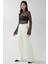 Kadın Yüksek Bel Geniş Paça Pileli Palazzo Pantolon Beyaz 6