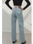 Kadın Straight Fit Jeans Açık Mavi Denim 8