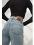 Kadın Straight Fit Jeans Açık Mavi Denim 9