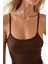 Kadın Fitted Crew Yaka Basic Tank Top Brown 7