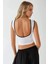 Kadın Fitted Crew Yaka Kontrast Tank Top Busem Collection White 7