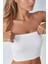 Kadın Slim Fit Straplez Kısa Üst Beyaz 5