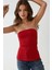 Kadın Straplez Drape Detaylı Üst Red 6