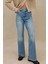 Kadın Geniş Paça Esnek Kot Pantolon Orta Mavi Denim 6