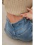 Kadın Geniş Paça Esnek Kot Pantolon Orta Mavi Denim 8