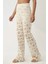 Kadın Desenli Geniş Paça Pantolon Pika Koleksiyonu Natural 8