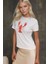 Kadın Kadın Bisiklet Yaka Kısa Kollu Önü Baskılı Pamuklu T-Shirt Çok Renkli 11