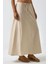 Kadın Yüksek Bel Dokulu Uzun Etek Natural 7