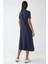Kadın Yuvarlak Yaka Kısa Kollu Basic Midi Elbise Busem Collection Blue 1
