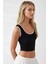 Kadın Fitted Crew Yaka Kontrast Tank Top Busem Collection Siyah 6