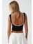 Kadın Fitted Crew Yaka Kontrast Tank Top Busem Collection Siyah 7