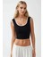Kadın Fitted Crew Yaka Kontrast Tank Top Busem Collection Siyah 8