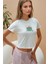 Kadın Baskı Detaylı Regular Fit Bisiklet Yakalı %100 Pamuklu Crop T-shirt Çok Renkli 10