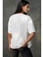 Kadın Kadın %100 Pamuk Bisiklet Yaka Oversize Beyaz Baskılı T-Shirt Yellow 14