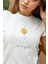 Kadın Baskı Detaylı Regular Fit Bisiklet Yakalı %100 Pamuklu Crop T-shirt White 8