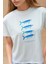 Kadın Baskı Detaylı Regular Fit Bisiklet Yakalı %100 Pamuklu T-shirt Blue 7
