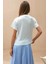 Kadın Baskı Detaylı Regular Fit Bisiklet Yakalı %100 Pamuklu T-shirt Blue 10