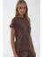 Kadın Soft Touch Modal Basic Tişört Brown 9